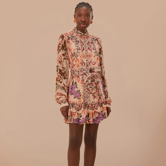 FARM Rio Dresses & Skirts - Farm rio cream winter garden mini dress! Size small worn once